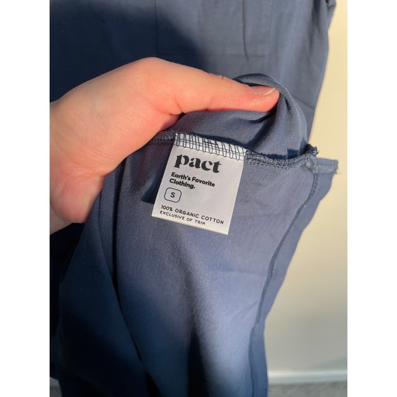 Pact Organic Cotton Tee Dress in French Navy Size Small Granola Girl Casual - Picture 10 of 10